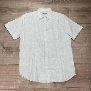 Line Of Trade Shirt Mens Large Gray Linen Cotton Short Sleeve Button Up